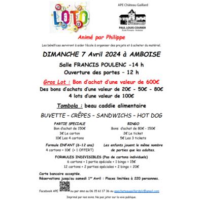 Photo du Loto animé par Philippe pour l'APE Ecole Paul Louis Courier à Amboise
