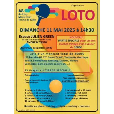 Photo du Super Loto du Tennis de Table Andrésy-Maurecourt à Andrésy
