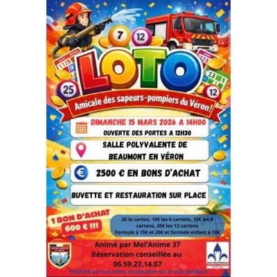 Photo du SUPER LOTO DES SAPEURS POMPIER ANIME PAR MELANIE 06.59.27.14.07 à Beaumont-en-Véron