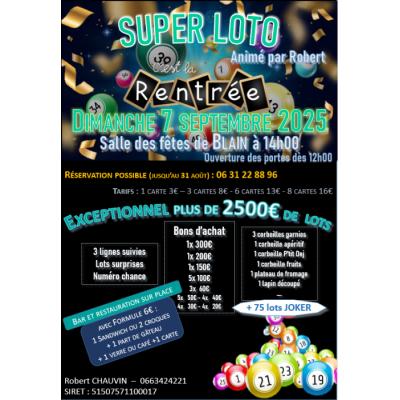 Photo du Super Loto "Vive la Rentrée" avec + de 2500€ de lots à Blain