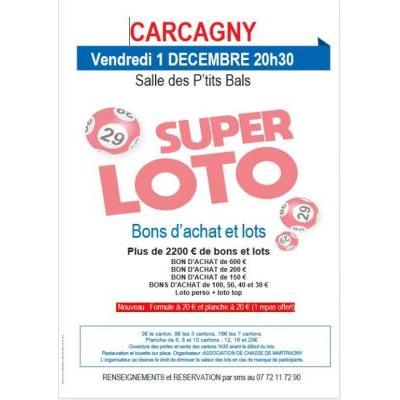 Photo du super loto  bons d achats et lots à Carcagny