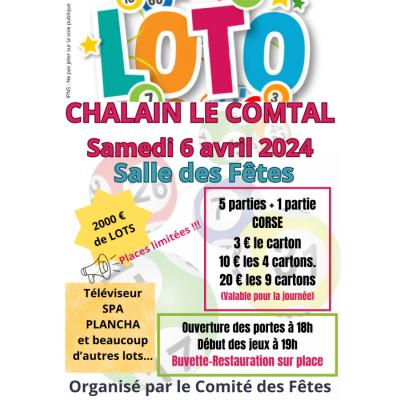 Photo du 1er loto du comité des fêtes de chalain le comtal  à Chalain-le-Comtal