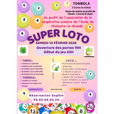 Photo du Super loto aux profits de la coop&eacute;rative de l &eacute;cole  à Chalautre-la-Grande