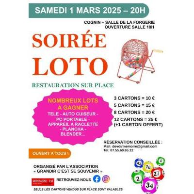 Photo du SOIREE LOTO organisé par l'asociation "Grandir c'est se souvenir" à Cognin