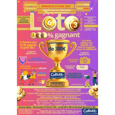 Photo du Loto 100% gagnant de la Crazy Folle Troupe. Jour 2.2 18h00 à Cournon-d'Auvergne