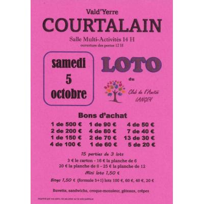 Photo du SUPER LOTO du Club de l'Amitié de LANGEY à Courtalain