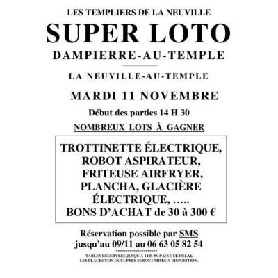 Photo du Super loto annuel de l'association des Templiers de la Neuville à Dampierre-au-Temple