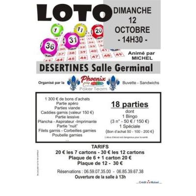Photo du Grand Loto animé par Michel plus de 4000€ de lot dont une TV 138cm (valeur 550€) à Désertines