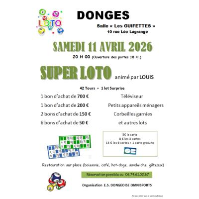 Photo du SUPER LOTO organis&eacute; par ES DONGES et anim&eacute; par Louis à Donges