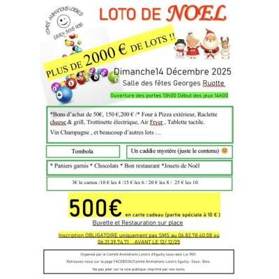Photo du Loto de noel plus de  2000€ de lots et bons d 'achats  à Éguilly-sous-Bois