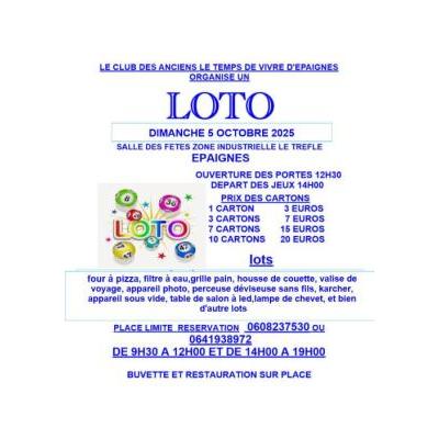 Photo du loto du club des anciens LE TEMPS DE VIVRE à Épaignes