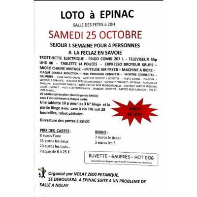 Photo du loto de Nolay 2000 pétanque à Épinac