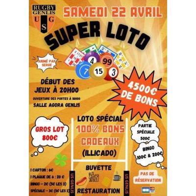 SUPER LOTO US GENLIS RUGBY 100% BONS CADEAUX