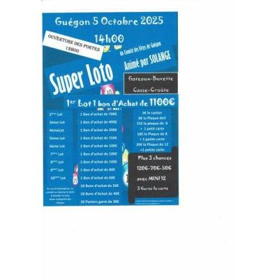 Photo du Super Loto du Comité des Fêtes de Guégon animé par Solange à Guégon