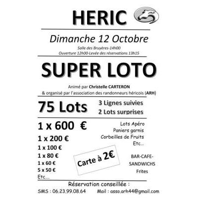 Photo du SUPER LOTO à Héric (44) animé par Christelle CARTERON. 75 lots à Héric