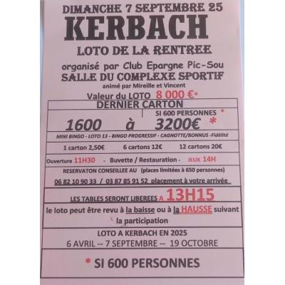 Photo du LOTO DE LA RENTREE A KERBACH à Kerbach