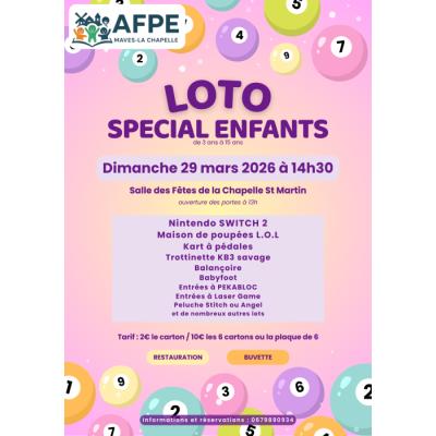 Photo du Loto sp&eacute;cial enfants (3 &agrave; 15 ans) à La Chapelle-Saint-Martin-en-Plaine