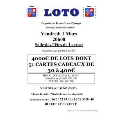 Photo du Super loto de Bresse Ormes Petanque  à Lacrost