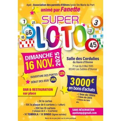 Photo du Super LOTO animé par Fanette - 3000 euros de gains à Sables-d'Olonne
