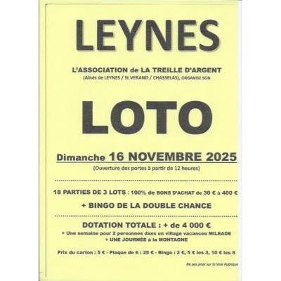 Photo du Super Loto du club de la Treille d'Argent à Leynes