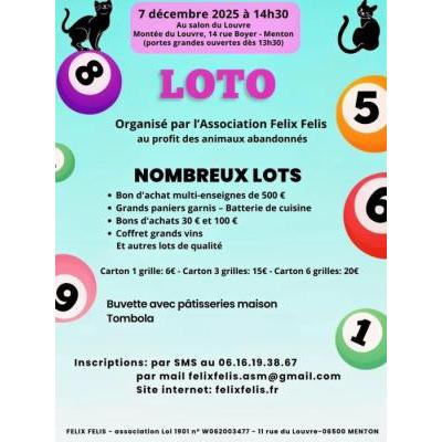 Photo du Loto au profit des animaux abandonnés à Menton