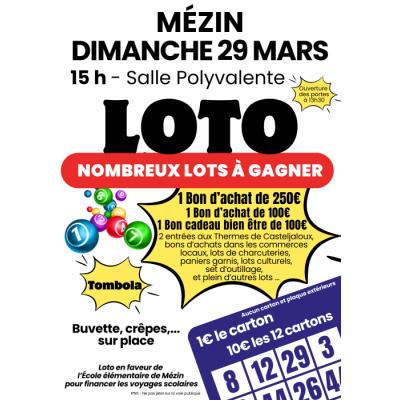 Photo du Loto au profit de l'&eacute;cole &eacute;l&eacute;mentaire de M&eacute;zin à Mézin