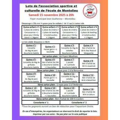 Photo du Loto du gras de l'ASEC de l'école de Montolieu à Montolieu