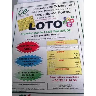 Photo du SUPER LOTO du CLUB EMERAUDE à Neuville-de-Poitou