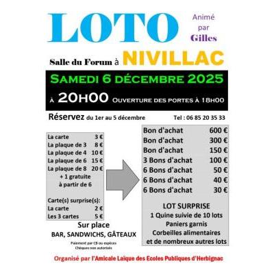 Photo du Super loto de l'amicale laïque Herbignac animé par Gilles à Nivillac