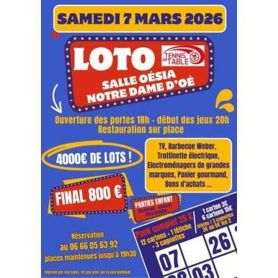 Photo du Loto du Tennis de Table 4000&euro; de lots à Notre-Dame-d'Oé