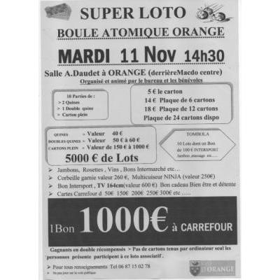 Photo du SUPER LOTO de la BOULE ATOMIQUE ORANGE à Orange