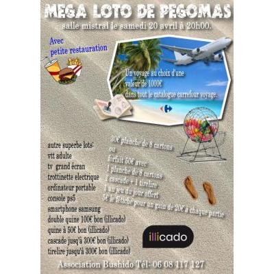 Photo du Méga loto avec un voyage au choix à gagné et autres lots à Pégomas