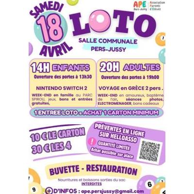 Photo du Grand Loto de l'APE des &eacute;coles de Pers-Jussy à Pers-Jussy