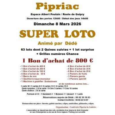 Photo du Super LOTO anim&eacute; par "D&eacute;d&eacute;" à Pipriac