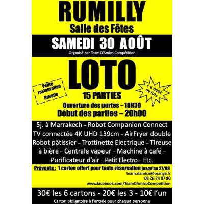 Photo du Loto en 15 parties Samedi 30 Août 2025 à la salle des Fêtes de Rumilly (74) à Rumilly