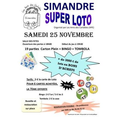 Photo du Super loto de l'APE à Simandre