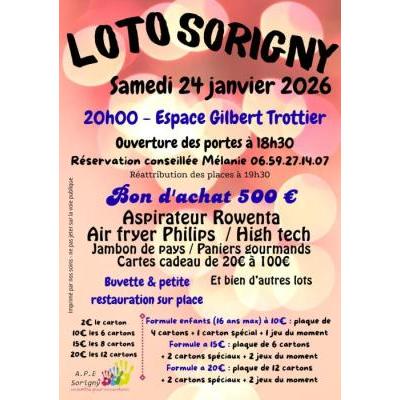 Photo du SUPER LOTO DE L'APE ANIME PAR MELANIE 06.59.27.14.07 à Sorigny