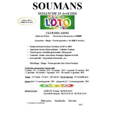 Photo du Loto organis&eacute; par le club des A&icirc;n&eacute;s de Soumans à Soumans