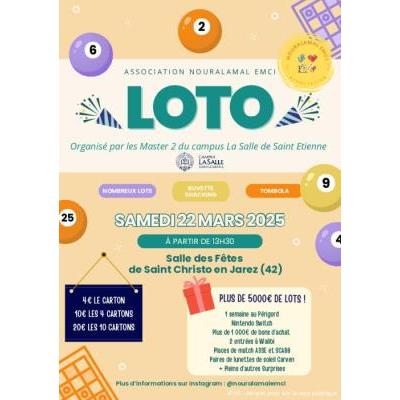 Photo du Loto solidaire organisé par l'association humanitaire Nouralamal EMCI à Saint-Christo-en-Jarez
