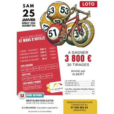 Photo du 3 800 € en jeu - LOTO 25 janvier 2025 à Saint-Mars-d'Outillé