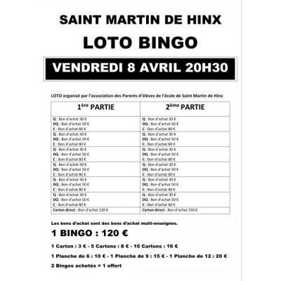 Loto bingo 8 avril saint martin de hinx