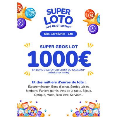Photo du Loto APE de St-Siffret : 1000&nbsp;&euro; en bons d'achat au choix du gagnant à Saint-Siffret