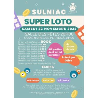 Photo du SUPER LOTO anim&eacute; par Gilles (ouverture des porte &agrave; 18h00) à Sulniac