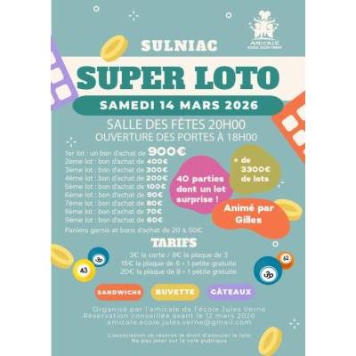 Photo du SUPER LOTO anim&eacute; par Gilles (ouverture des porte &agrave; 18h00) à Sulniac