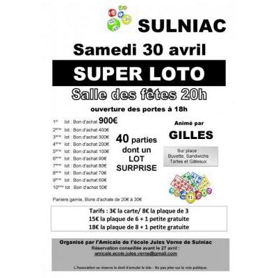 Super Loto - Animé par Gilles - 1er lot 900 €