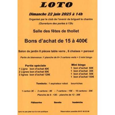 Photo du loto du club de l'avenir de brigueil le chantre à Thollet