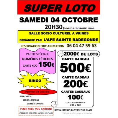 Photo du Super Loto de l'APE de Ste Radegonde à Thouars