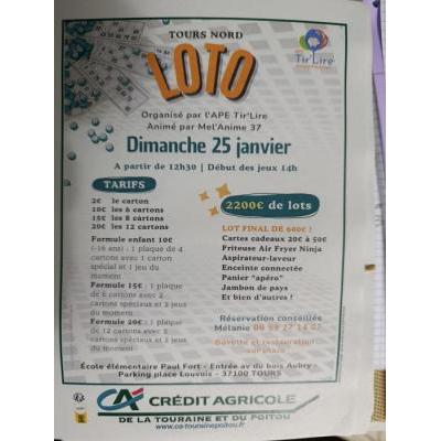Photo du SUPER LOTO DE L'APE Tire'Lire ANIME PAR MELANIE à Tours