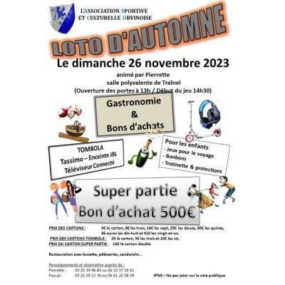 Photo du LOTO d'Automne à Traînel