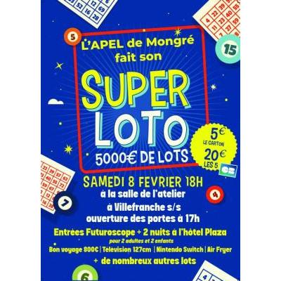 Photo du SUPER LOTO DE L APEL DE MONGRE à Villefranche-sur-Saône